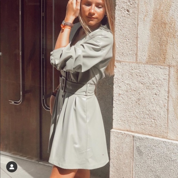 “L” Zara Light Khaki Faux Leather Dress NWT - Picture 14 of 16